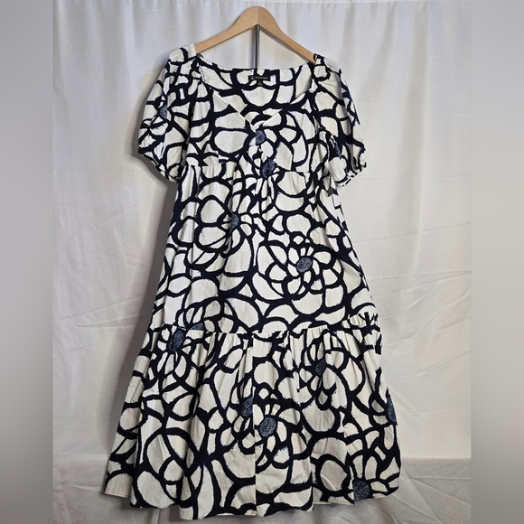 INC International Concepts Puff Sleeve Tiered Midi Dress | Size M NWT - Picture 1 of 12